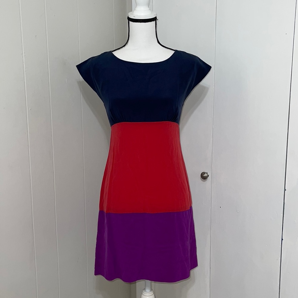 Colorblock Dress - Navy, Red, and Purple